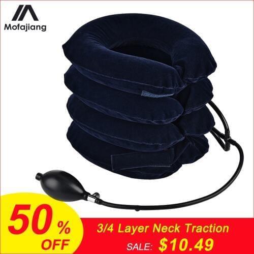 4 Layer Inflatable Air Cervical Neck Traction Device Soft Neck Collar Pillow Pain Stress Relief Neck Stretcher Support Cushion