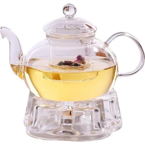 Heart Shape Glass Teapot Warmer Heat Resistance Teapots Heater Coffee Maker Heating Base Clear Teapots Holder Base