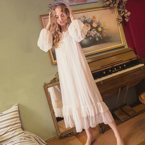 Sexy Nightgown WomenS Autumn Plus-Size Long-Sleeved Dress Maternity Sleepwear Loose Royal Household Wear Intimate Lingerie