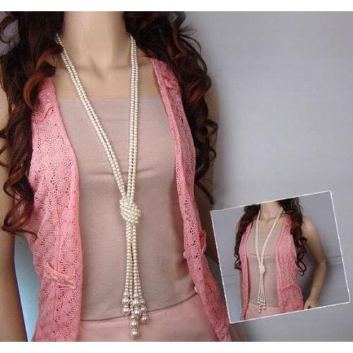 New Statement Necklace 2018 fashion female Vintage multi layer long bead Chain pearl long Necklaces & Pendants Jewelry Bijoux