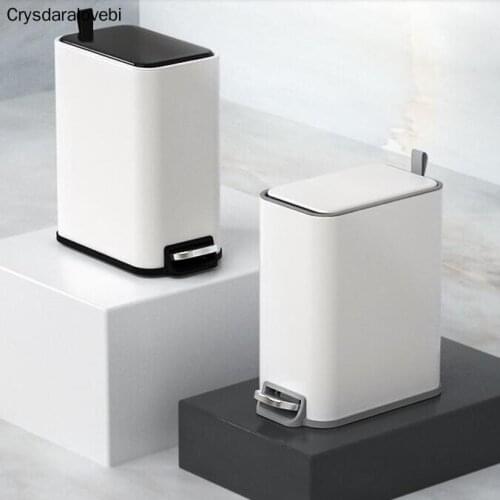 Rectangular Trash Can With Pedal Portable Household Toilet Waste Bin Kitchen Stainless Steel Garbage Bins Storage Bucket