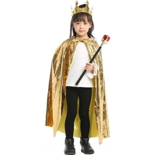 Christmas Boys Girls Princess Cloak Prince Crown Sceptre King Queen Birthday Party Halloween Costume for Kids CosplayCarnival