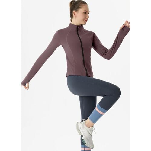 Long Sleeve Yoga Shirt Fitness Workout Sport Tops Gym Clothing Women Exercise Running Quick Dry Zipper Yoga Suit Coat Sportswear