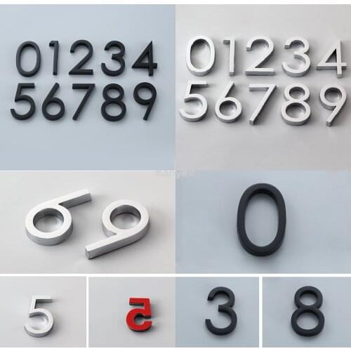 Modern House Number Sticker Sign Self Adhesive Glossy Digit for Apartment Hotel Home Door Plate Outdoor Address Mailbox Number
