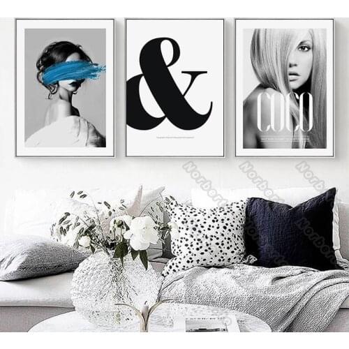 Modern Fashion Style Canvas Painting Poster and Print European Charming Women Coco Slogan for Home Rooms Wall Decoration