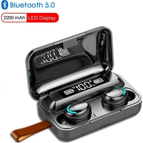 TWS Bluetooth 5.0 Earphones 9D Stereo Earbuds Sport Waterproof Headsets With Microphone 2200mAh Charging Box Wireless Headphone