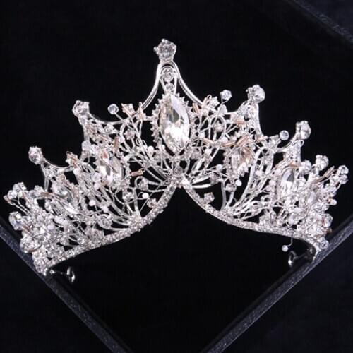 Baroque Crown Girls Wedding Hair Accessories Gems Bridal Tiara Bride Hairwear