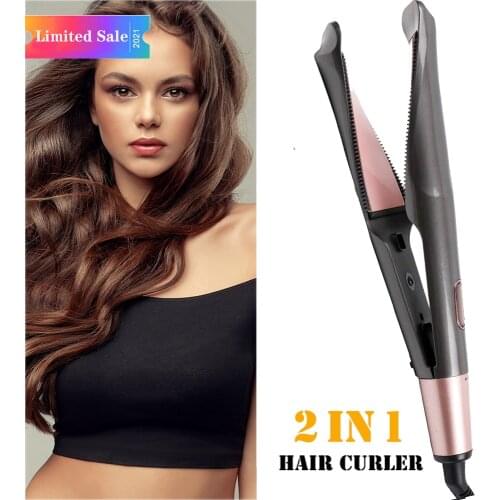 2 In 1 Twist Hair Curling Straightening Iron Hair Straightener Curler Flat Iron Clara Hair Stylist Hair Curlers Spiral