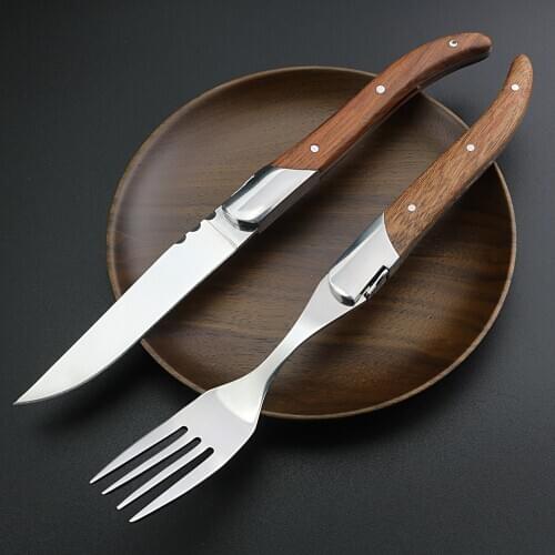 XUAN FENG high quality stainless steel steak knife and fork Cutlery with color wooden handle
