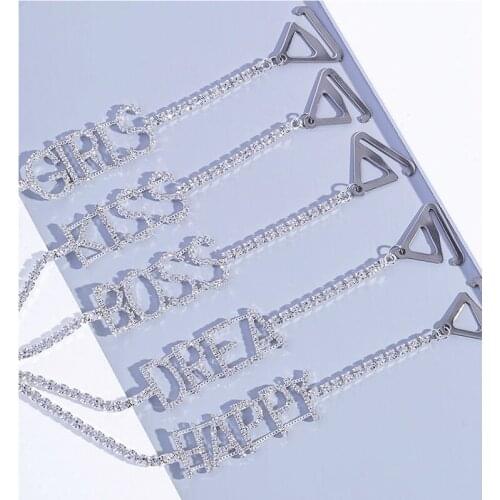Women Fashion Adjustable Bra Holder Anti Skid Strap Rhinestone Crystal Shoulder Chain Initial Boss Kiss Wedding Bridal Jewelry