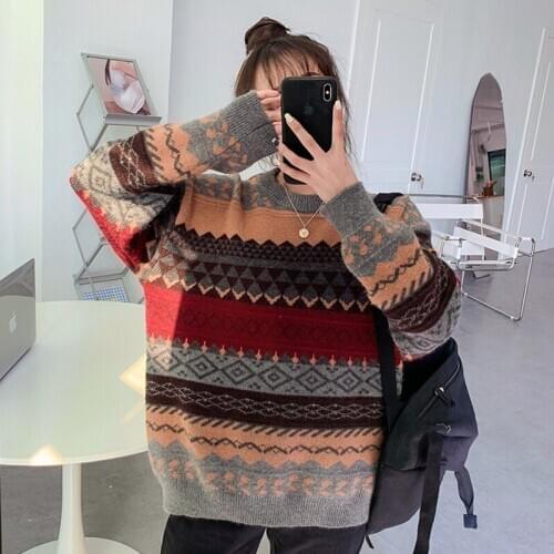 Sweater Vest Women Vintage Printed V-neck All-match Simple School Harajuku Womens New Korean Style Trendy Leisure Womens Fashion
