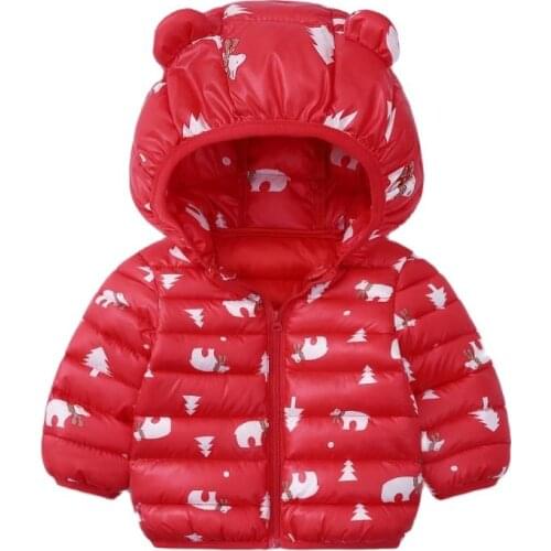 Toddler Girl Winter Clothes Boys Bear Printed Warm Jackets Coat Baby Girls Jackets Kids Hooded Outerwear Children Clothes1-5Y