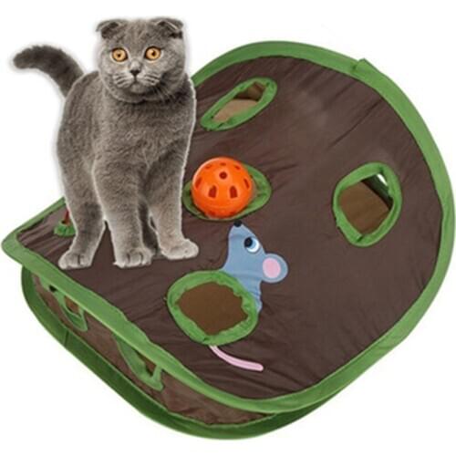 1PC Funny Pet Cat Tunnel 9 Holes Play Tubes Balls Collapsible Crinkle Mouse hole cat catching funny ball bell Kitten Toys
