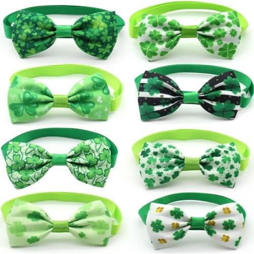 100pcs St.Patricks Day Dog Bow Ties Clover Pet Accessories for Dog Ties Cat Dog Bowties Neckties Pet Supplies