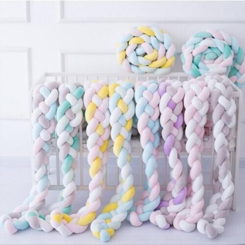 2M ins Nordic Crib Fence Woven Handmade Twist Three-strand Bed Surround Baby Woven Pillow Child Anti-collision anti-drop Bumper