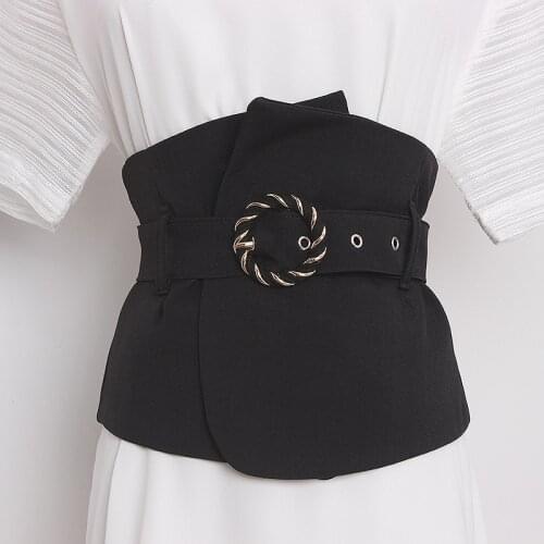 2021Brand denim Suit Fabric Wide Waist Belt for Women Office Ladies Dress Shirt Slim Corset Waistband Femme Ceinture Strap Belt