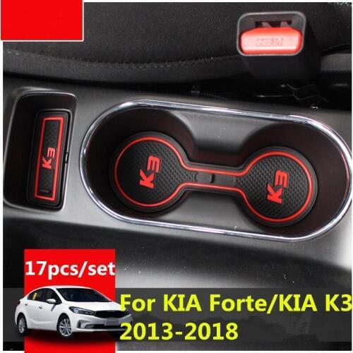 3D Rubber Mat Door Slot Pad Cup Cushion Groove Mat Lnterior Anti Slip Mat For KIA Forte YD 2013-2018 K3 Car Accessories Styling