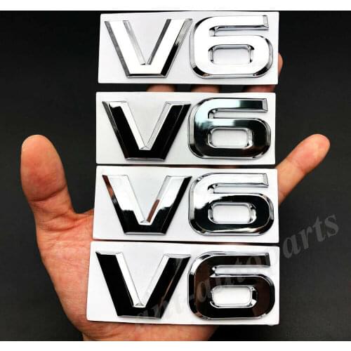 4x Metal Chrome V6 Vntage Car Trunk Tailgate Rear Emblem Badge Decals Sticker