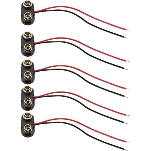 5/10Pcs T Type 9V Battery Snap Clip Lead Wire Connector T Shape Snap 9V Battery Power Cable Lead Clip Jack Hard Shell Connector