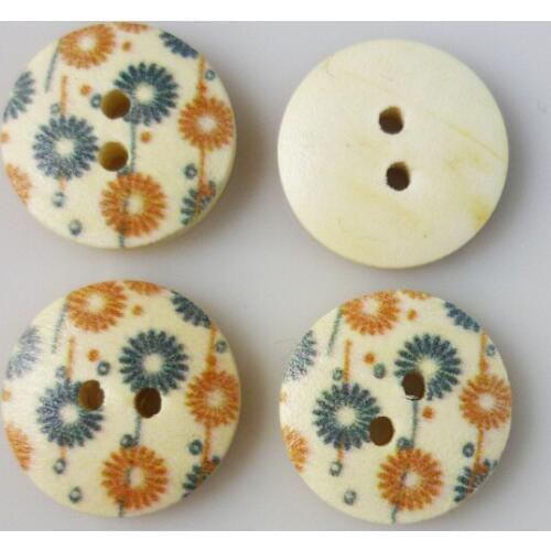 100PCS 18MM Dandelion Pattern painting wooden buttons sewing clothes boots coat accessories MCB-189