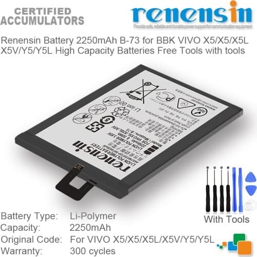 Renensin Battery 2250mAh B-73 for BBK VIVO X5/X5/X5L X5V/Y5/Y5L High Capacity Batteries Free Tools with tools