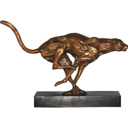 Running Leopard Sculpture Hot Cast Bronze Wildlife Animal Statue Figurine Art High-end Business Gift Decoration