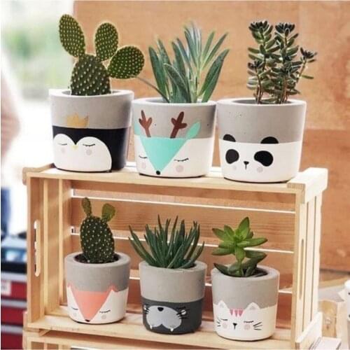 Concrete Pot Sukulent And Cactus Pot 6 Piece Flower Flower Pot