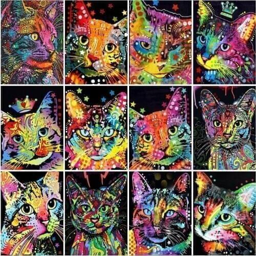 Evershine 5D DIY Diamond Painting Cat Full Square Round Diamond Embroidery Sale Animal Rhinestone Picture Wall Decoration