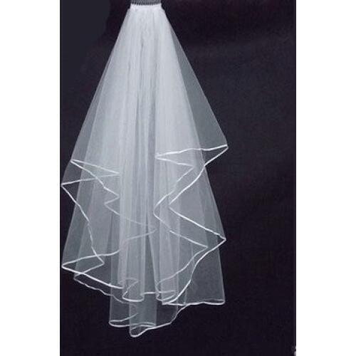 2018 New Arrival Wedding Accessories Two Layer Ribbon Edge White Ivory Wedding Veils Bridal Veil With Comb