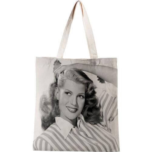 Ladies Handbags Rita Hayworth Canvas Tote Bag Cotton Cloth Shoulder Shopper Bags for Women Eco Foldable Reusable Shopping Bags