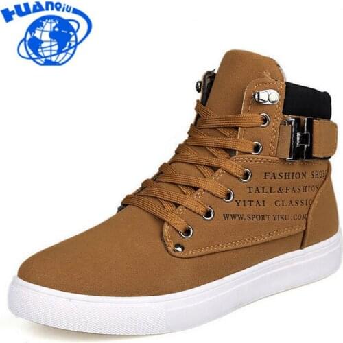 HUANQIU 2017 Fashion Warm Fur Winter Men Boots Autumn Leather Footwear For Man New High Top Canvas Casual Shoes Men PP27