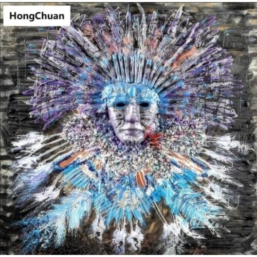 Abstract Tribal Characters 5D Square/Round Diamond Embroidered Mosaic Cross Diamond Painting Home Decoration Mural New Year Gift