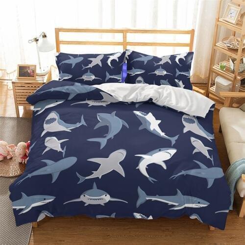 Shark Kids Bedding Set Animal Series Bed Set For Children Single Cute Cartoon Boys Bed Quilt Cover Set