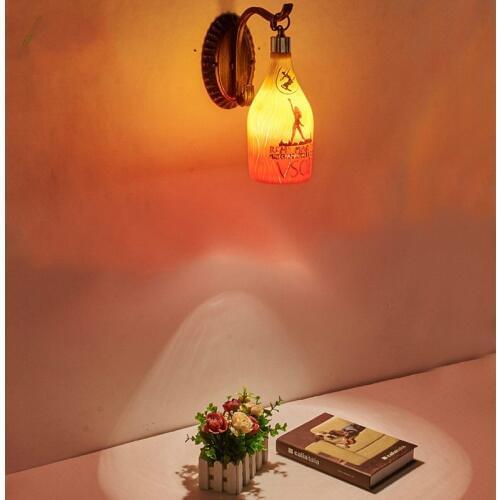 Creative Nordic American country wine bottle wall lamp craft European personality cafe bar hot pot shop card seat lamp