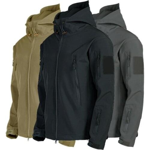 Tactical Soft Shell Jacket Windproof Waterproof Jackets Men Military Bomber Flight Pilot Hooded Fleece Coat Outdoor Army Clothes