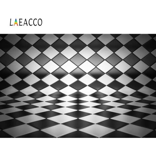 Laeacco Photography Backdrops Black White Square Pattern Floor Bend Portrait Photographic Backgrounds Photocall Photo Studio