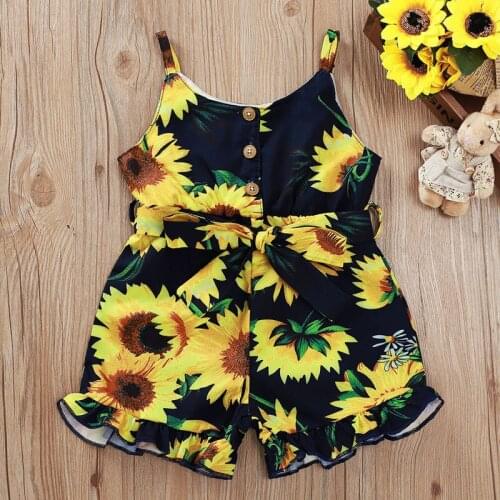 Summer Girl Bodysuit Floral Print Kids One-piece Fashion Kids Jumpsuit Girls Clothing