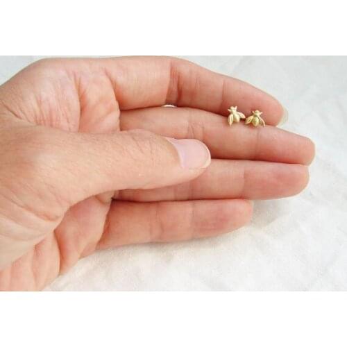 Honey Bee Earrings Tiny Honeybee Stud Earrings Woodland Insect Fly Bird Honey Bumble Bee Stud Earrings