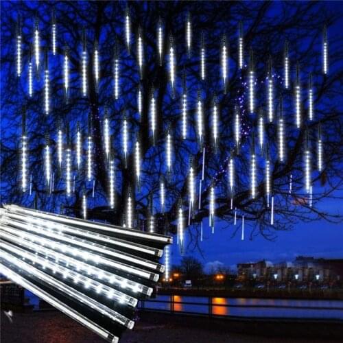 Meteor Shower Lights 30cm 8 Tubes 192 Led Falling Raindrop String Lights For Outdoor Garden Home Christmas Wedding Party Decor