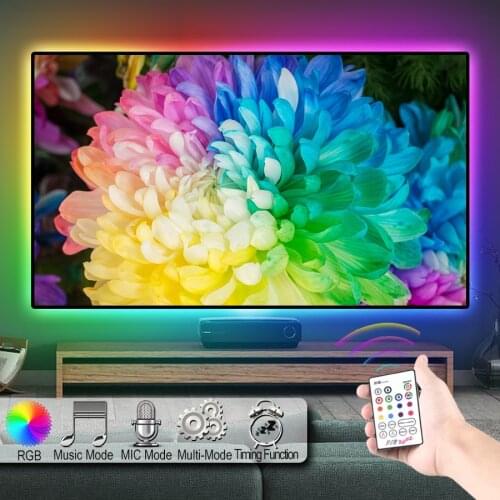 Music Bluetooth 5V USB 5050 RGB LED Strip Light for TV Backlight Room decorations 0.5-5M RGB Tape with 23 Key Remote APP Control