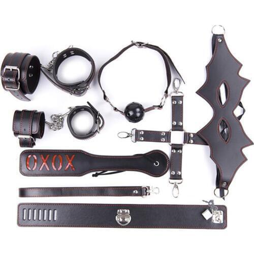 Seven-piece Leather Set Spanking Demon Eye Mask Fun 7-Piece Leather Suit Spanking Adult