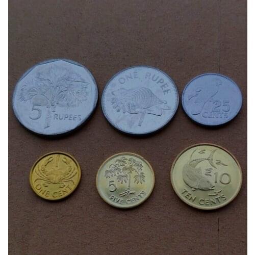 Seychelles Set 6 Pieces Coins Old Original Coin Collectible Edition Real Rare Commemorative Random Year 16-29mm