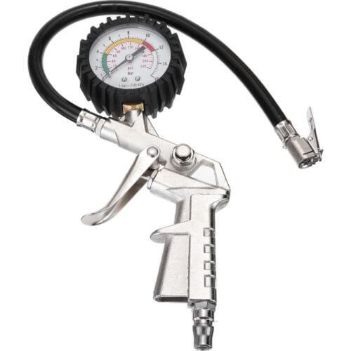 1pc 220psi Car Tyre Inflator Also Deflator Pump PSI BAR Air Hose With Air Pressure Gauge for Auto Truck SUV Motorcycles