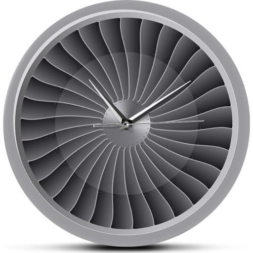Jet Engine Turbine Fan Motor Printed Acrylic Wall Clock Airplane Wall Art Timepiece Aviation Decor Jet Artwork Pilot Wall Watch