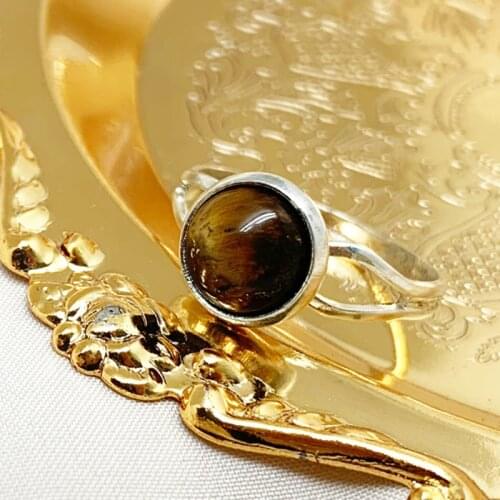 Fashion Natural Stone Wedding Rings for Women Handmade 8mm Stone Tigereye Moonstone Opal Malachite Engagement Rings Party Gifts