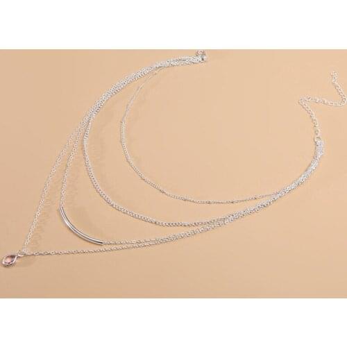 Bohemian Style Necklace 2021 Fashion New Temperament Necklace Trend Wild Net Red Drop-shaped Copper Tube Multilayer Necklace