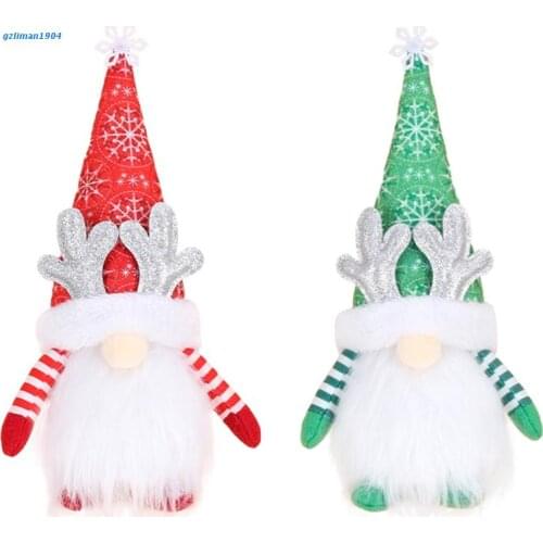 P15D Christmas Gnome Plush Scandinavian Light Tomte Nordic Figurine Swedish Antlers Santa Holiday Decorations
