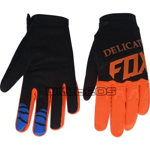 Delicate Fox Motorbike Motorcycle MTB Bike Riding Enduro Racing Orange Black Gloves