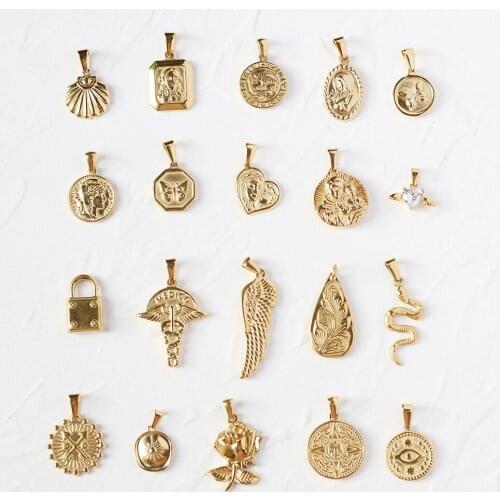 Amaiyllis 18K Gold Snake Rose Coin Melon Seed Buckle Charms Pendant For women DIY Necklace Bracelet Jewelry Accessories