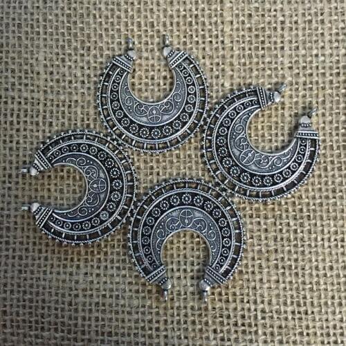 10 Pcs/lot 38x37mm Sector Charms for Jewelry Making Antique Silver Plated Pendant for DIY Necklace Earrings A050